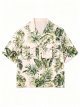 Men's Pink Short-Sleeve Shirt with Tropical Leaf Print