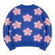 Blue Sweater with Pink Floral Pattern