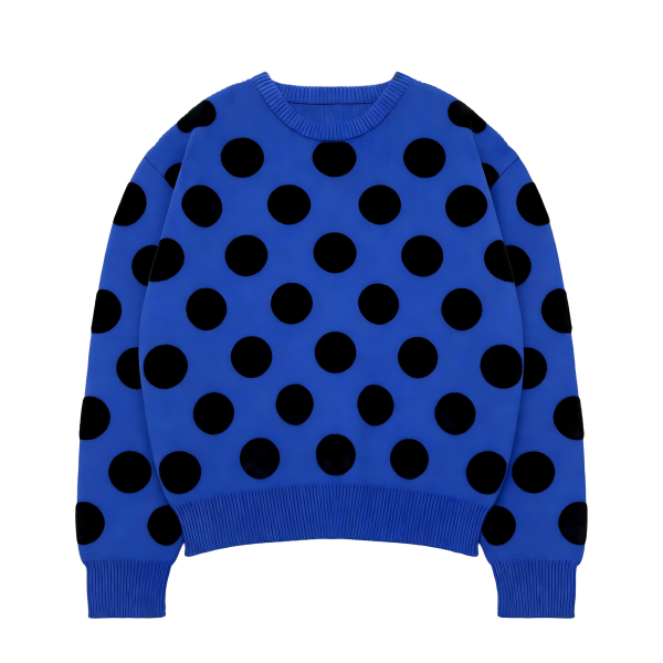 Royal Blue Polka Dot Knit Sweater