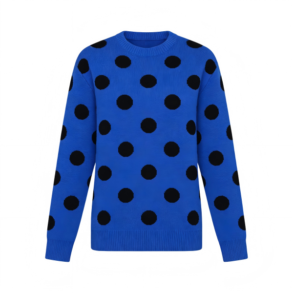 Blue Polka Dot Knit Sweater