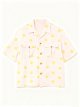 Men's Pink Short-Sleeve Shirt with Yellow Sun Print